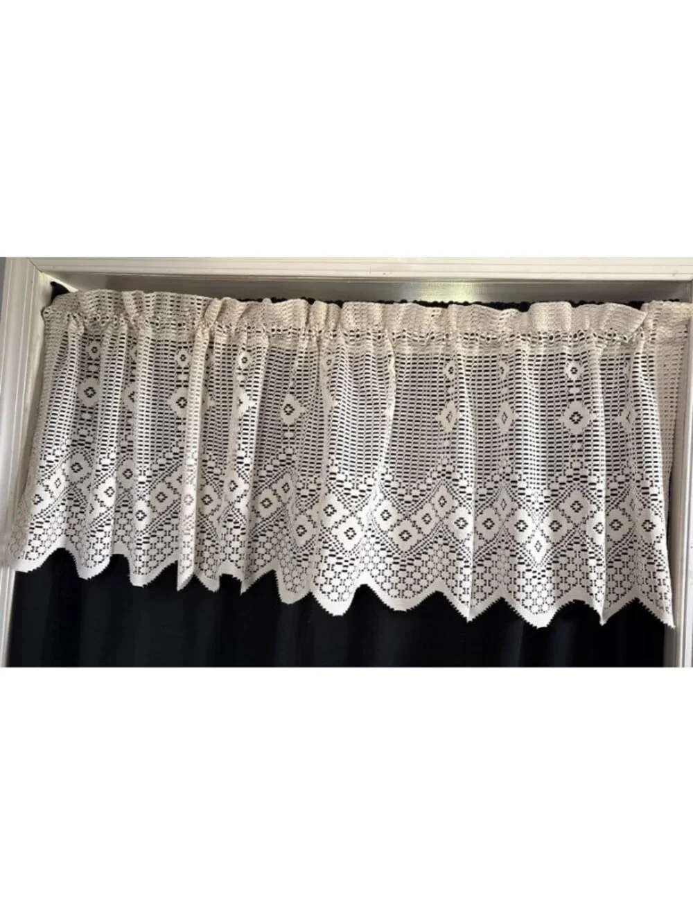 Crochet Cream Valance Curtain Panel 19